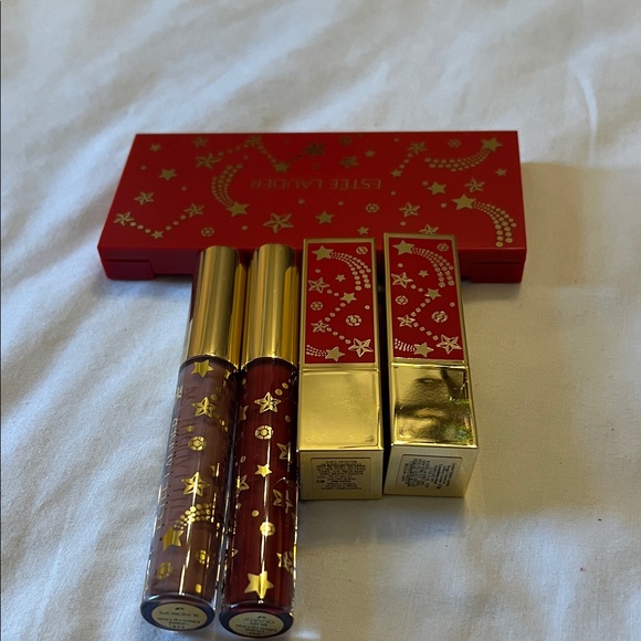 Bundle Estee Lauder Festive Red and Gold Lip Gloss Collection - Picture 1 of 7